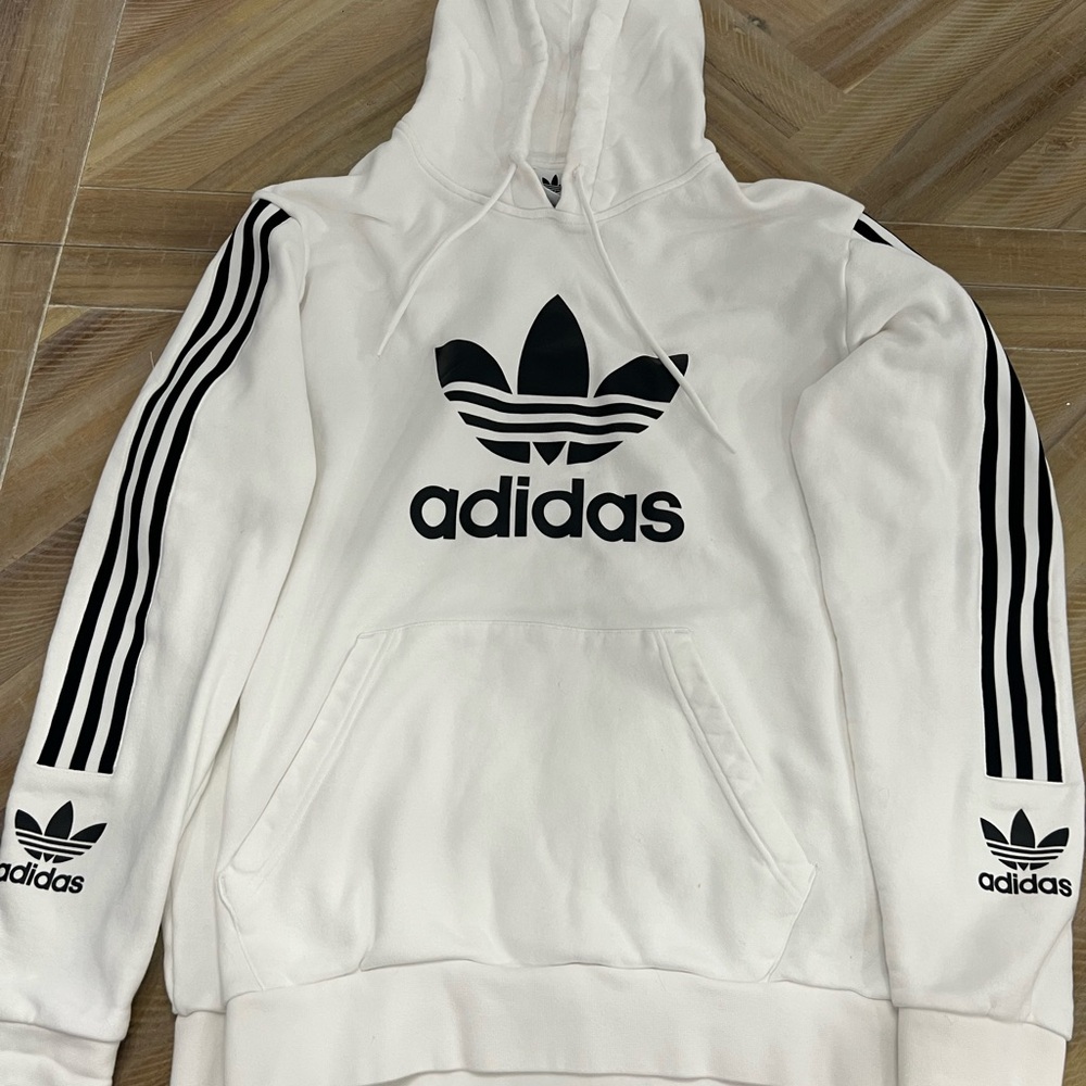 Adidas White Hoodie with Black Logo